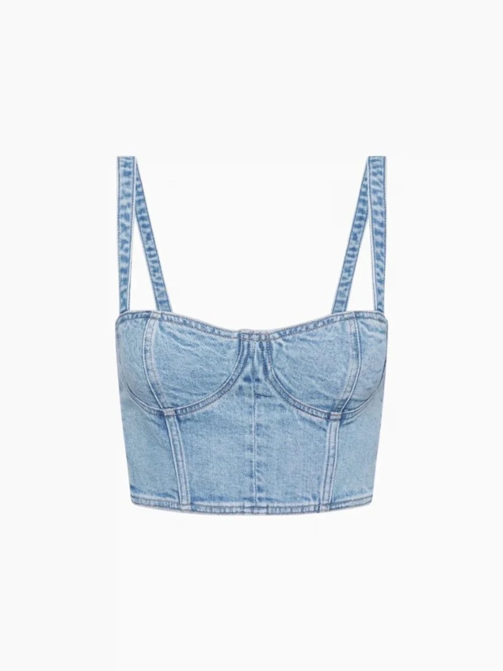 Aritzia DENIM FORUM denim cropped bustier corset tank top